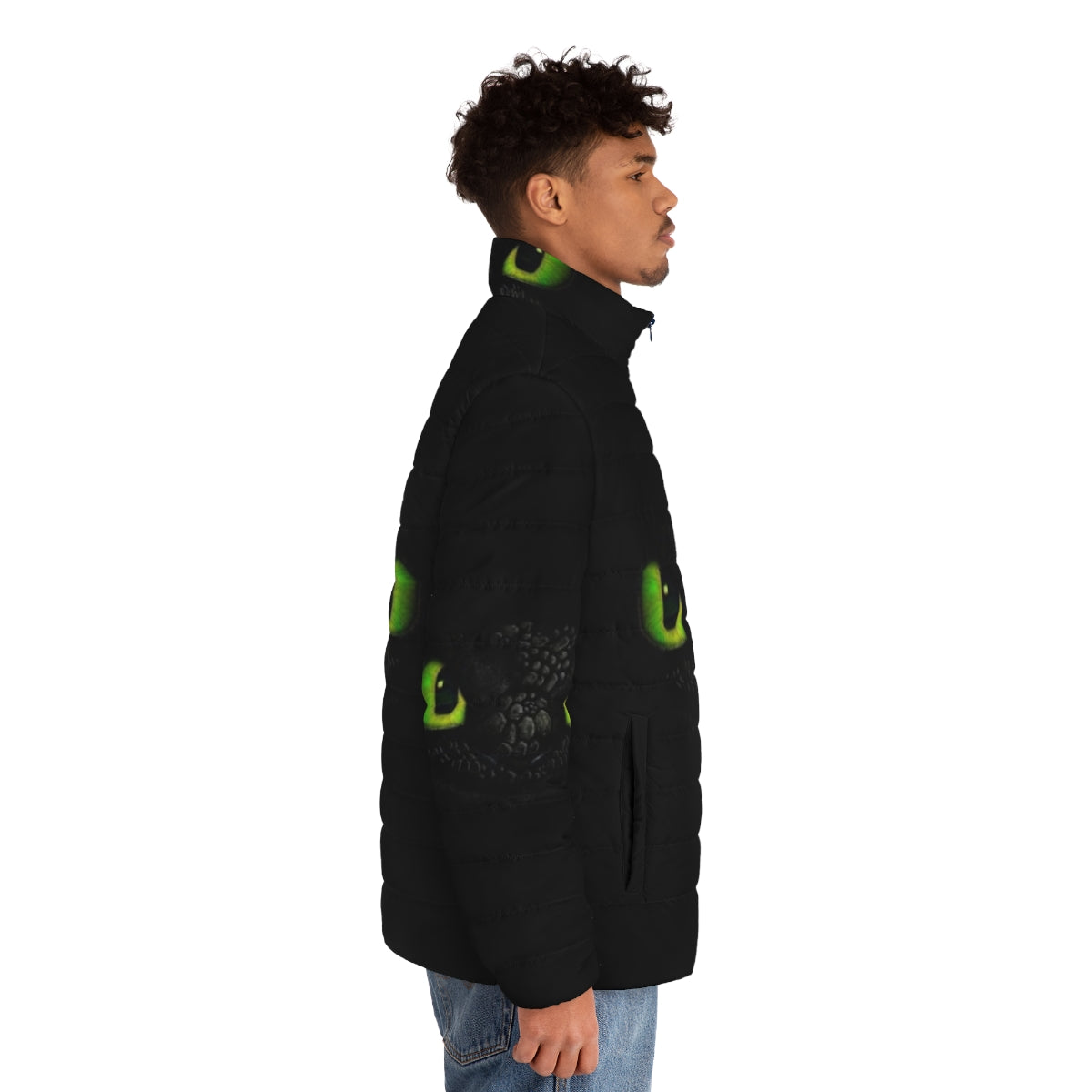 Toothless night fury puffer jacket from How to Train Your Dragon - men side right