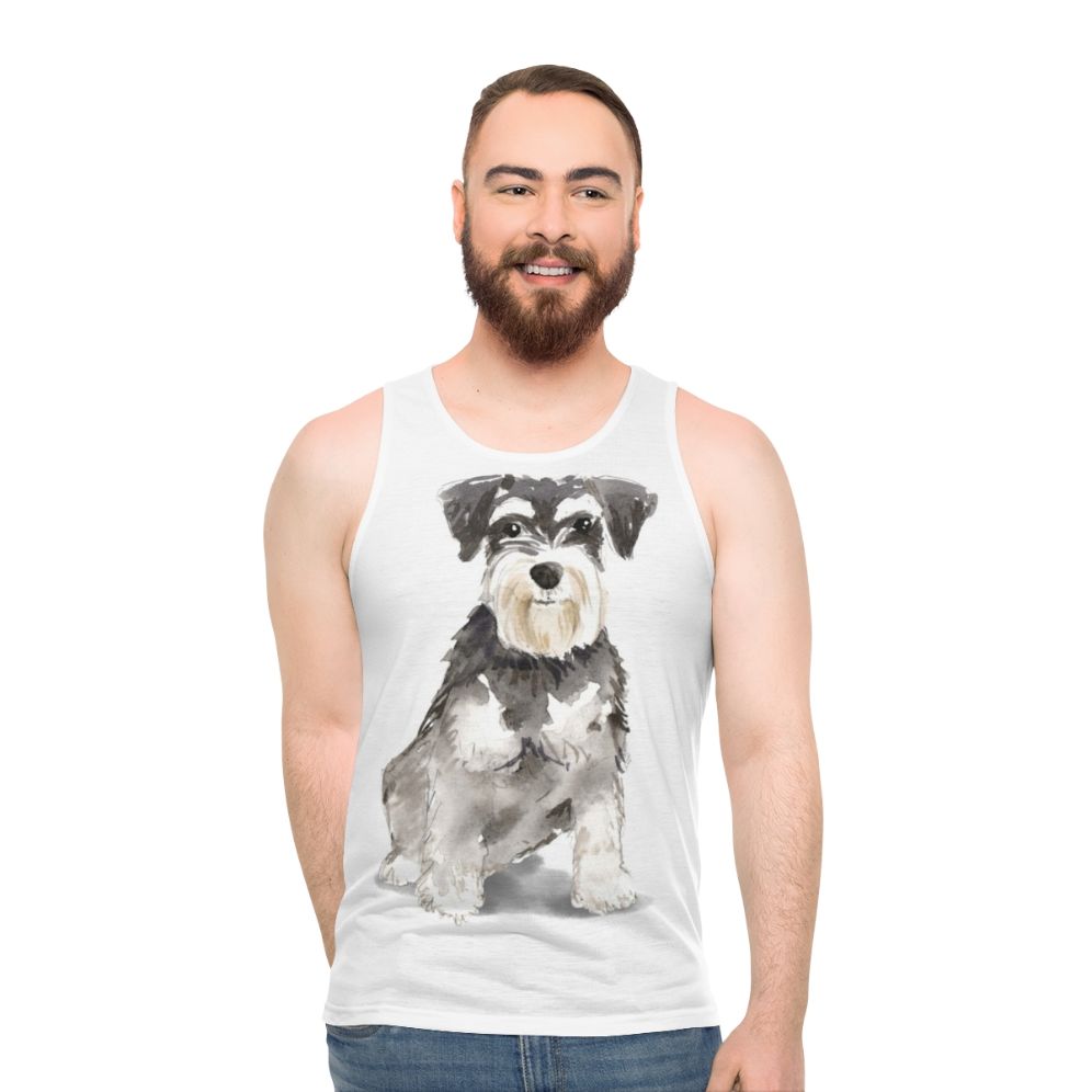 Watercolor Miniature Schnauzer Dog Portrait Tank Top - men