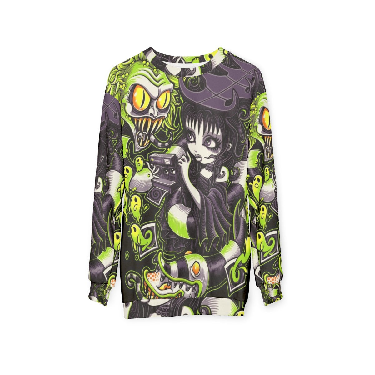 Strange and Unusual Beetlejuice-Inspired Gothic Horror Sweatshirt - hanging