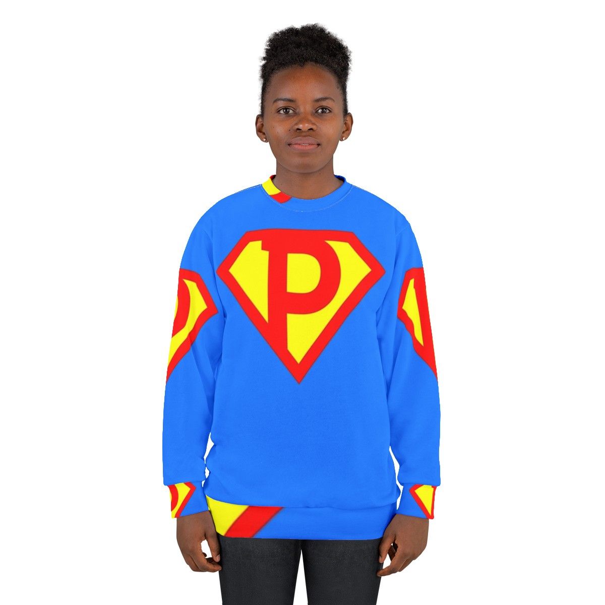 Letter A-Z Superhero Graphic Sweatshirt - women