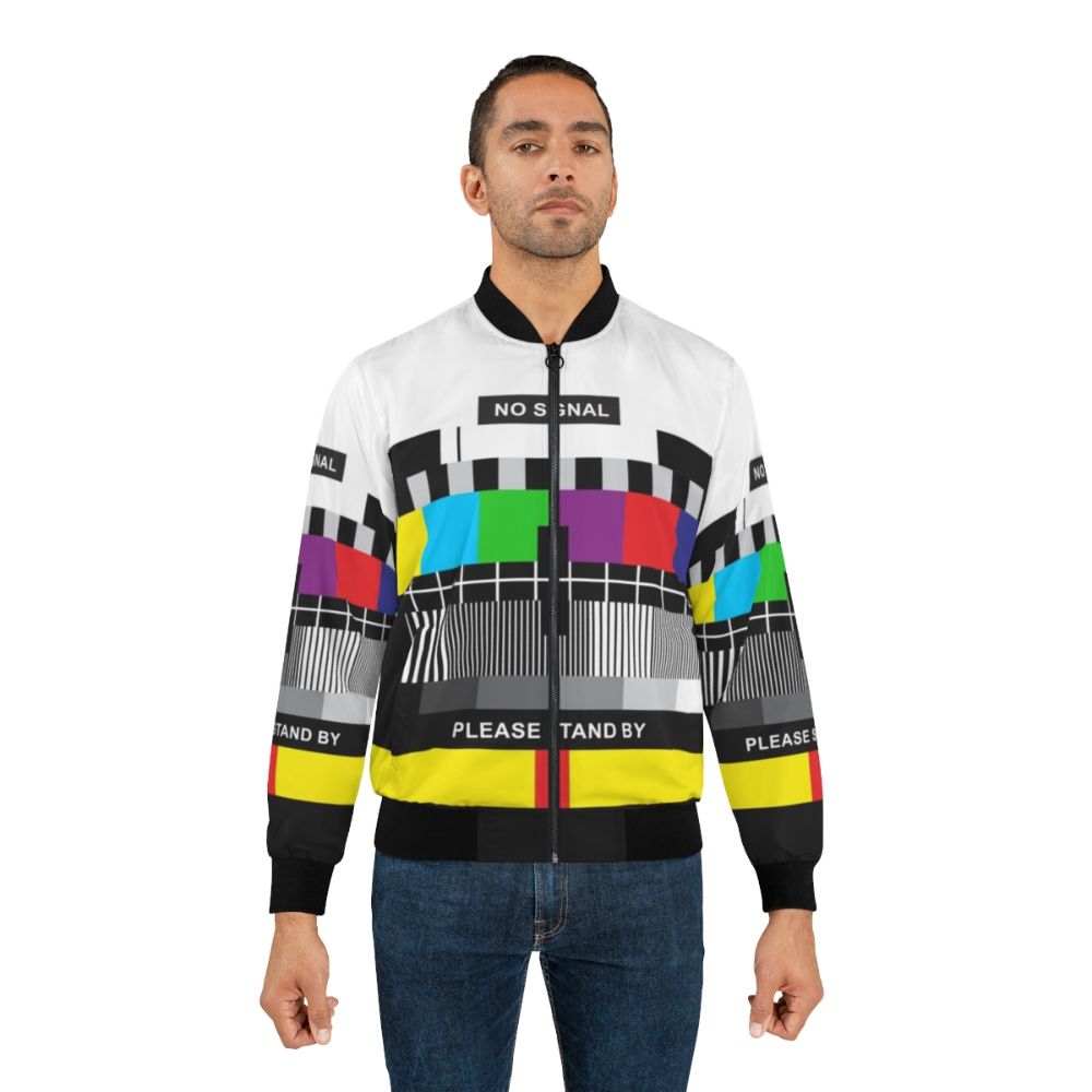 TV No Signal Bomber Jacket - Retro 80s telecommunications pattern design - Lifestyle