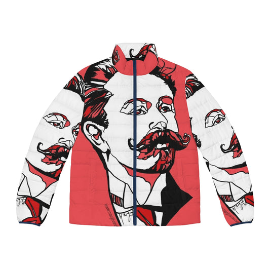 Scriabin Russian Composer Puffer Jacket featuring a portrait of the renowned classical musician