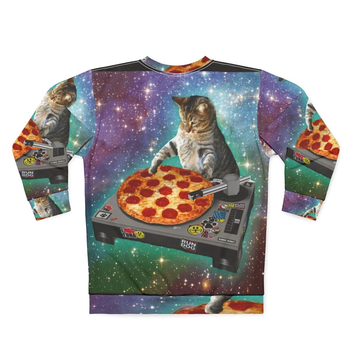 DJ Cat Pizza Graphic Sweatshirt - Back