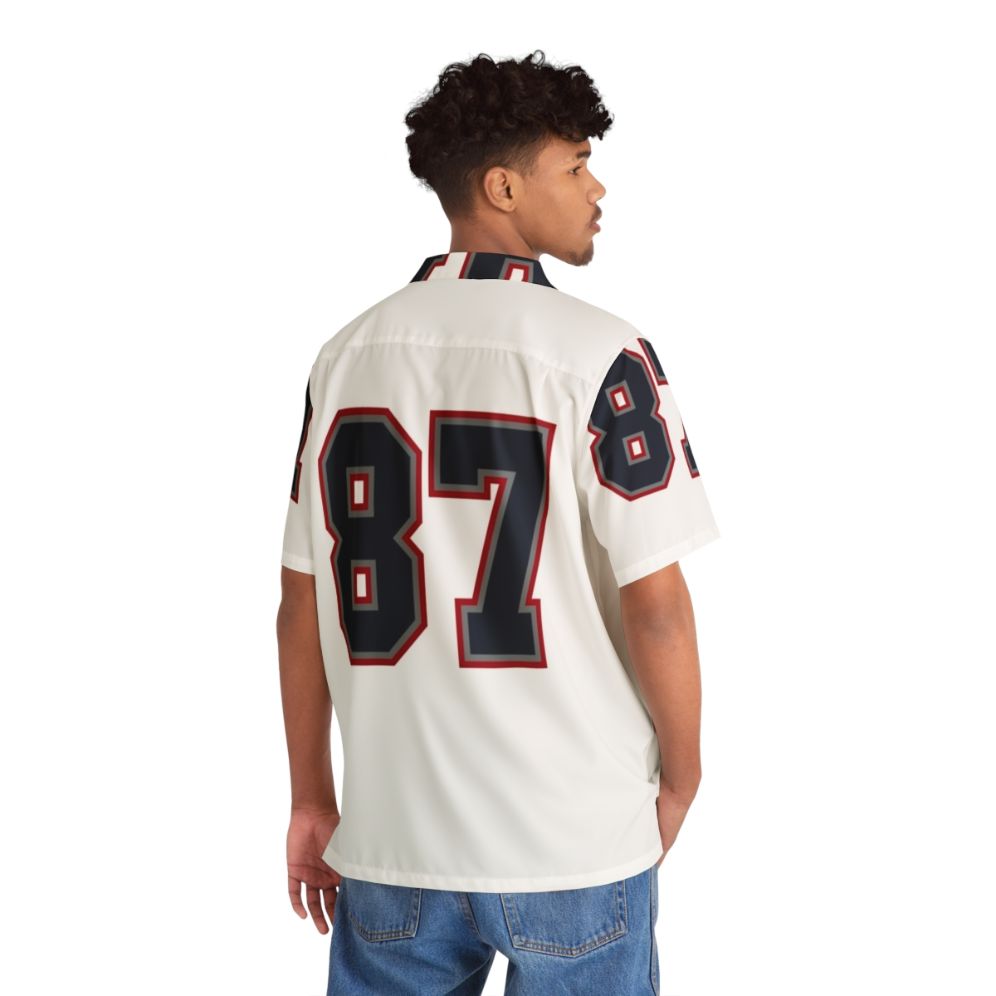 Eighty Seven Navy Grey Red Sports Number Hawaiian Shirt - People Back