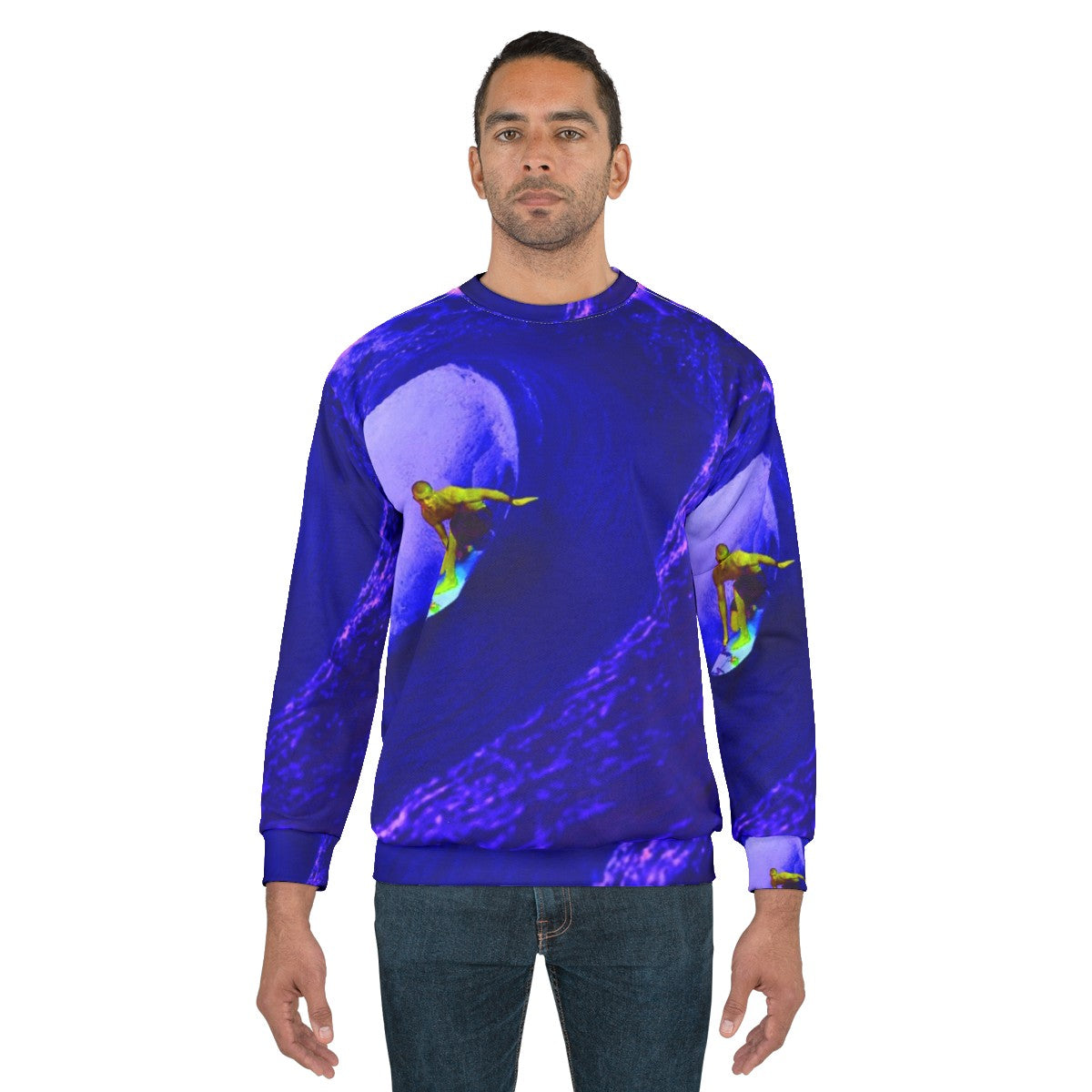 Surfer Sweatshirt with Coastal Graphic Design - men