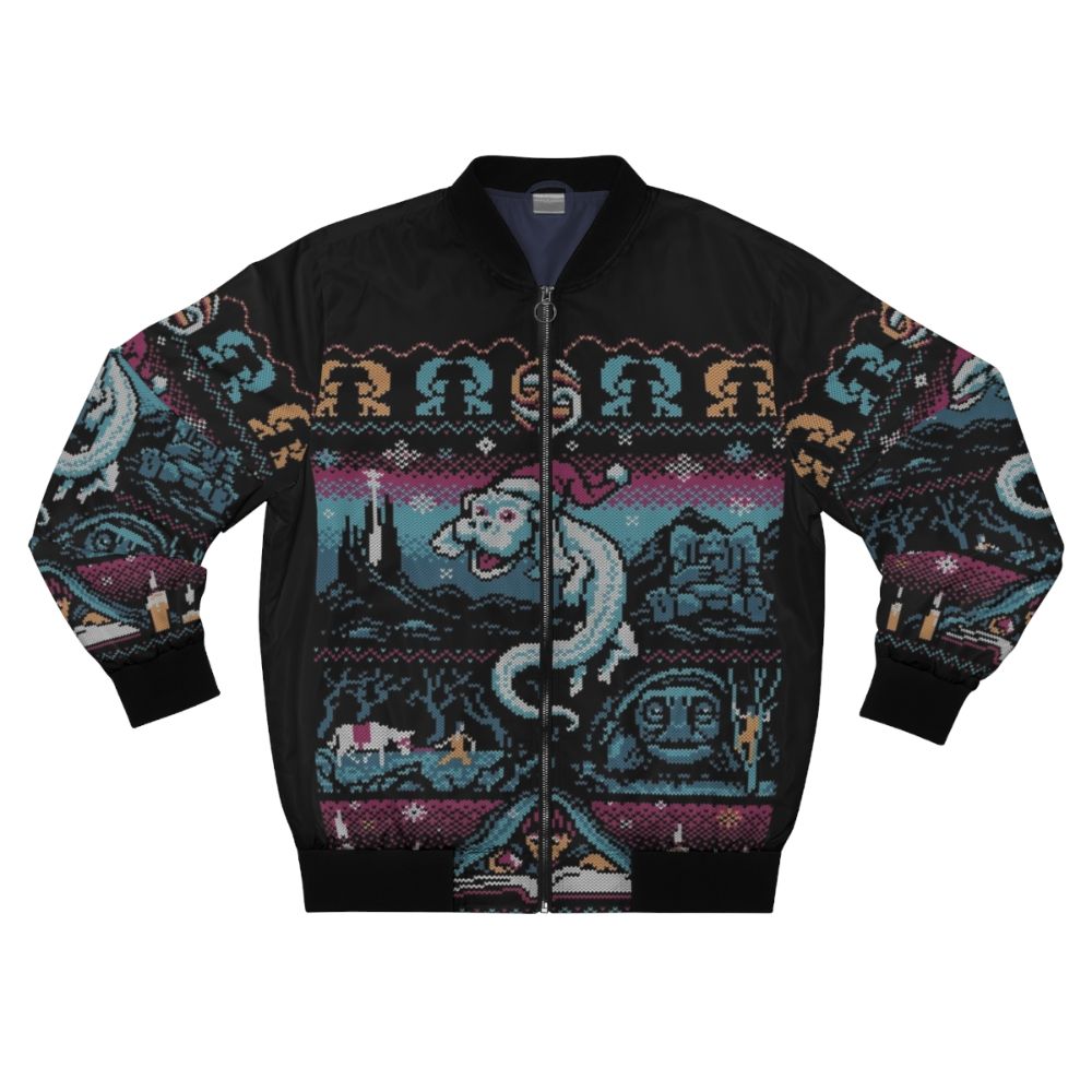 Neverending Story Fantasy Christmas Bomber Jacket featuring Falcor and Atreyu