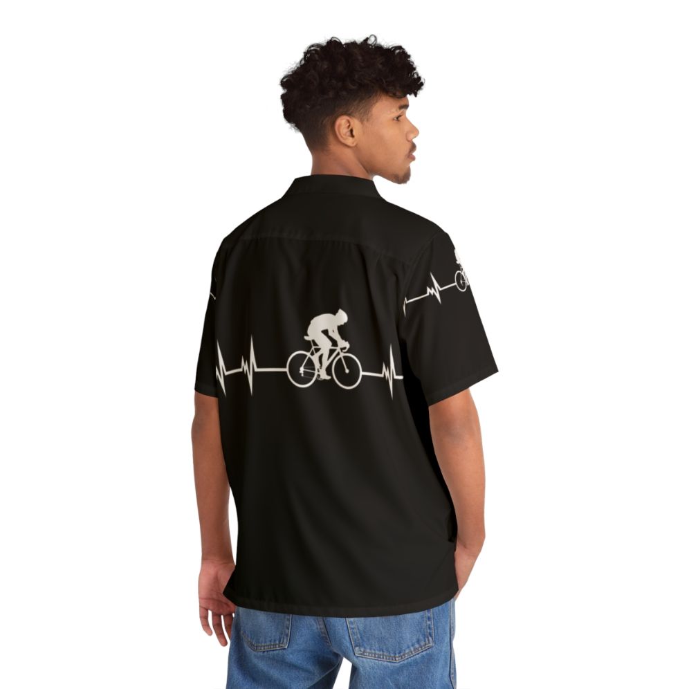 Hawaiian cycling heartbeat shirt with tropical bicycle heart design - People Back