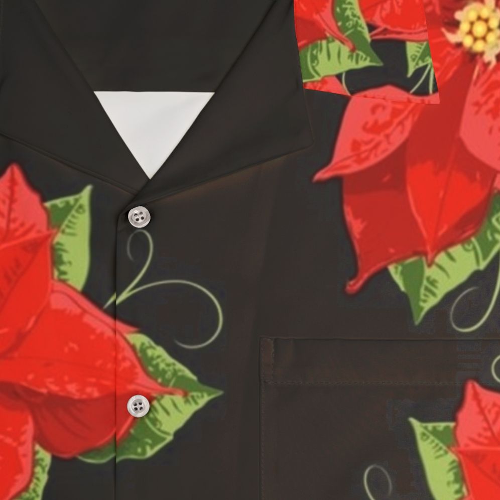 Poinsettia flower Hawaiian Christmas shirt - Detail