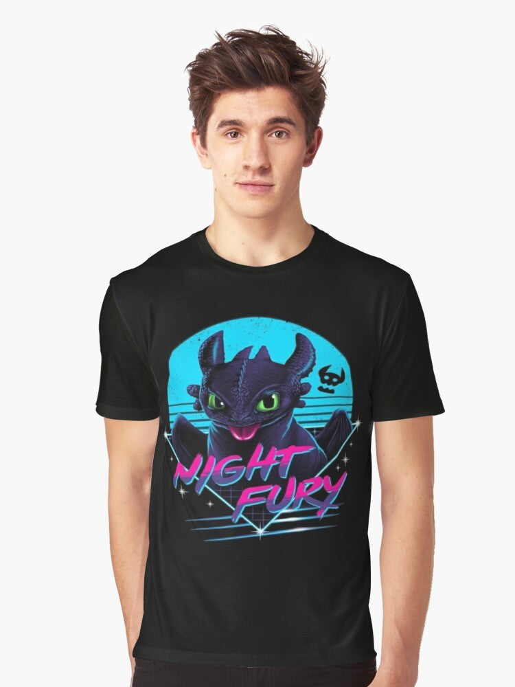 Toothless Night Fury Graphic T-Shirt featuring the popular character from the How to Train Your Dragon movie franchise. - Men