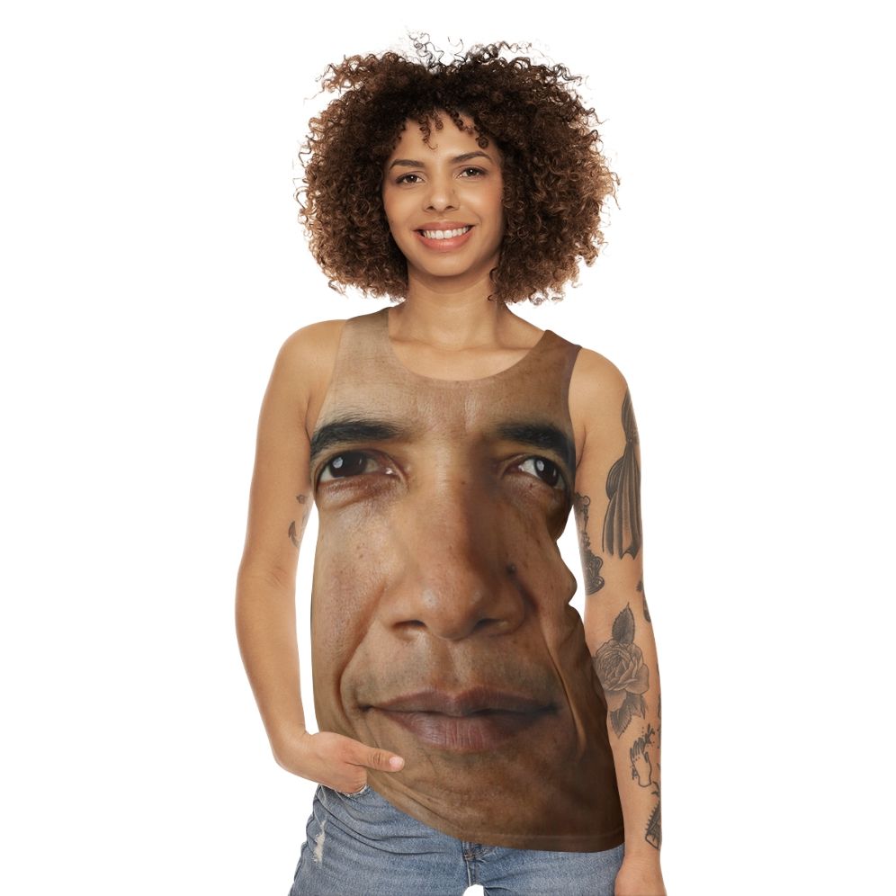 Obama Face Unisex Tank Top - women