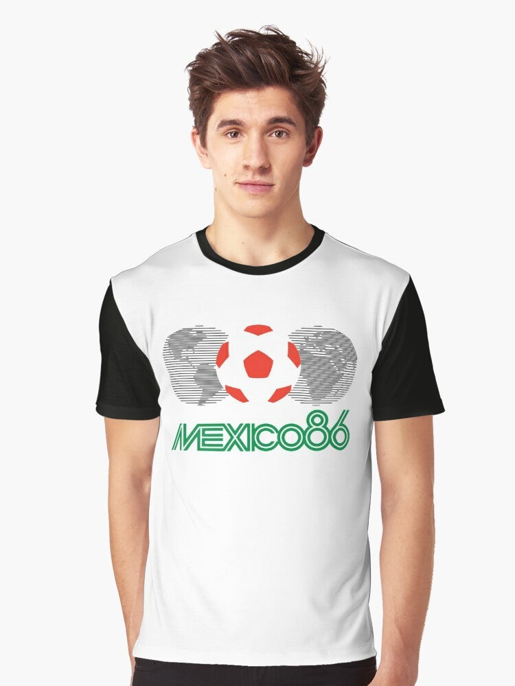 Mexico 1986 World Cup Retro Football T-Shirt with Maradona's 'Hand of God' Design - Men