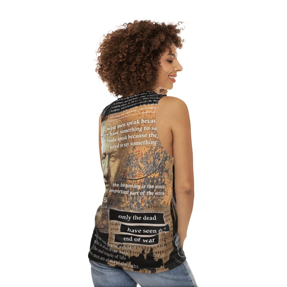 Plato Unisex Tank Top featuring Greek philosopher design - women back