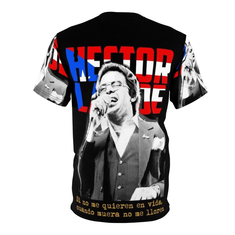 Vintage-style graphic t-shirt featuring the text 'Hector Lavoe All Star Power Latin Salsa' and classic Latin music icons - Back