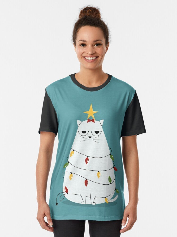 Grumpy Christmas cat graphic on a t-shirt - Women