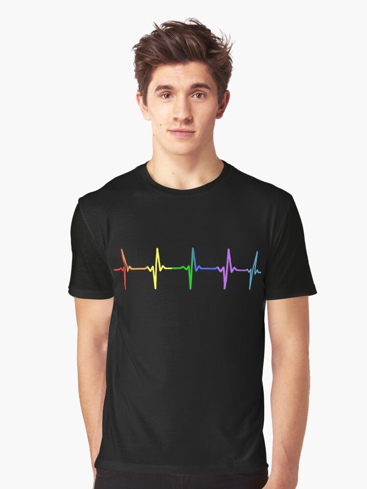 Rainbow LGBTQ Pride Pulse Graphic T-Shirt - Men