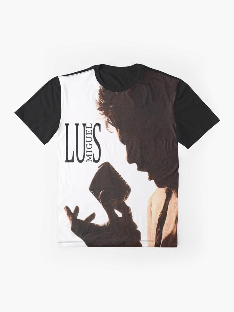 Stylish graphic t-shirt featuring the iconic Mexican singer Luis Miguel - Flat lay