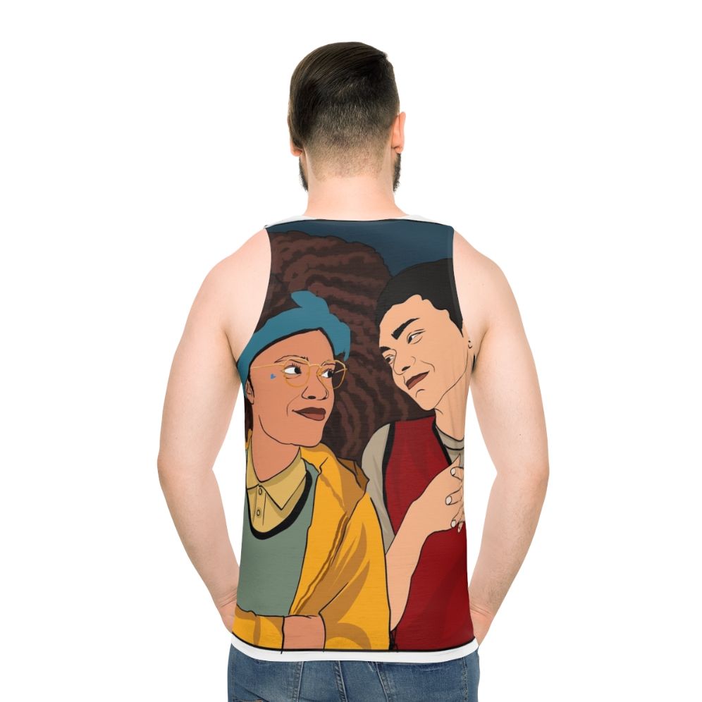 Heartstopper Unisex Tank Top with Charlie and Nick Artwork - men back