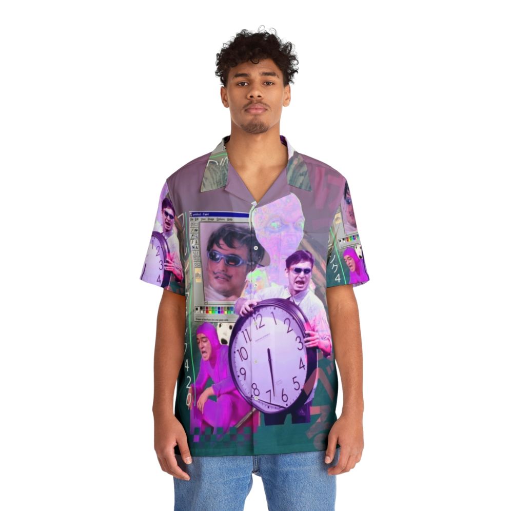 Vaporwave Hawaiian shirt with Filthy Frank and 420 graphics - People Front