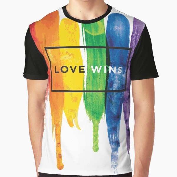 LGBTQ Pride Watercolor Rainbow Graphic T-Shirt