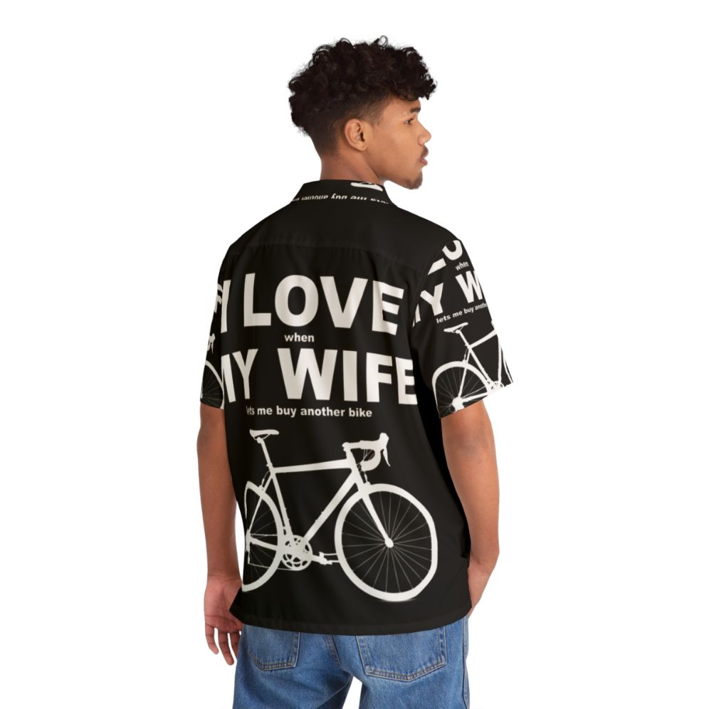 I Love My Wife Hawaiian Cycling Shirt with Biker Humor - People Back