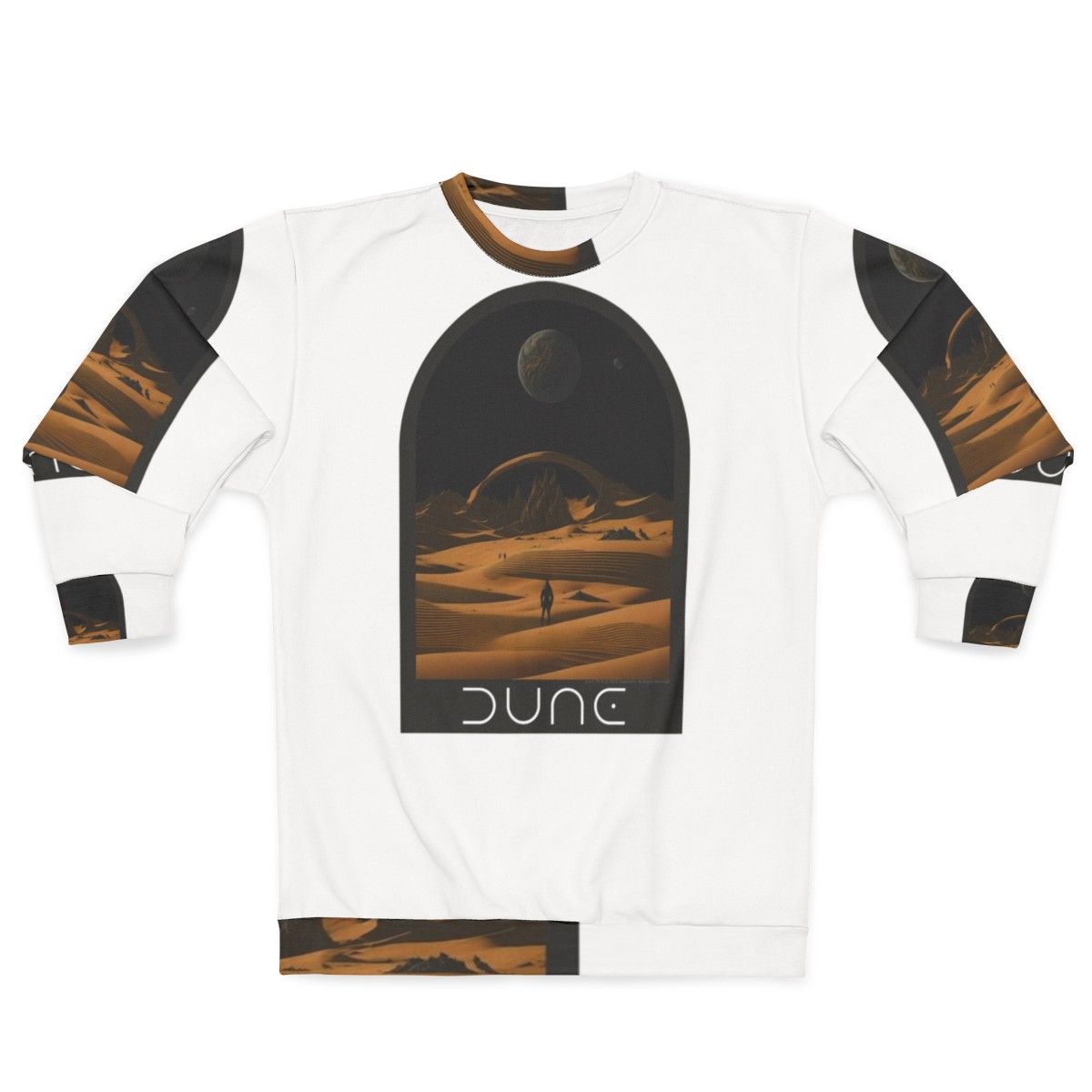 Dune-inspired sweatshirt with desert landscape design