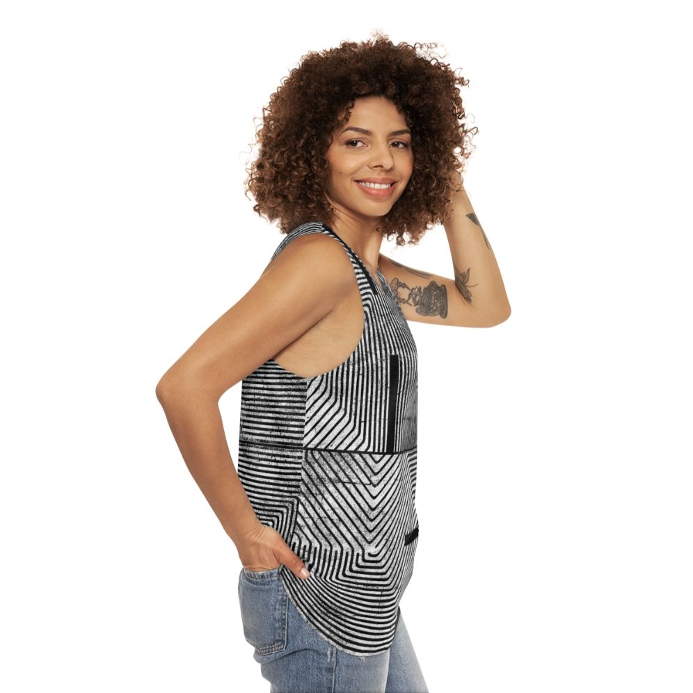 Unisex tank top with abstract geometric design - women side