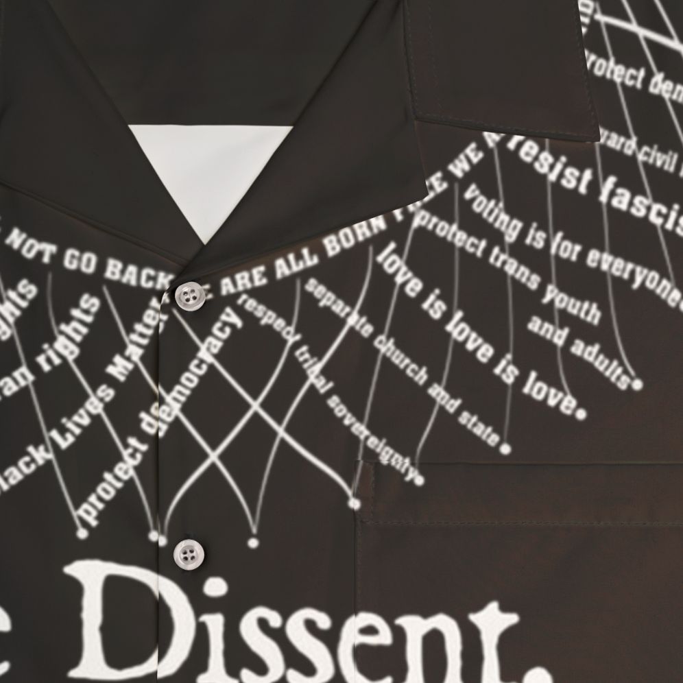 Dissenting Hawaiian shirt with civil rights and human rights focused graphics - Detail