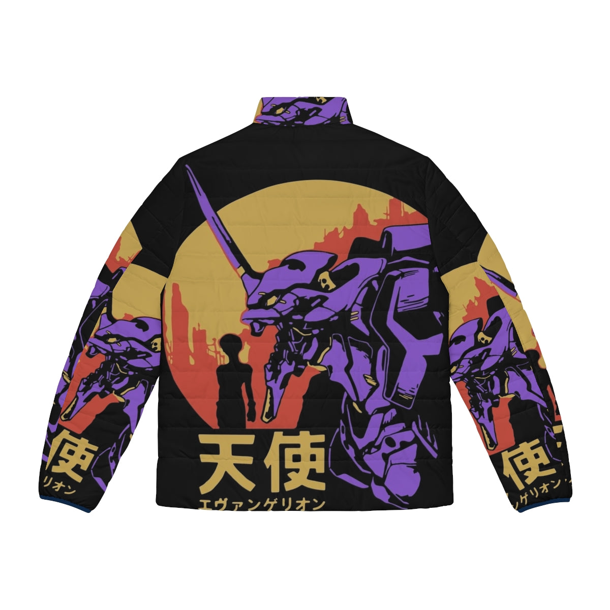 Neon Genesis Evangelion retro puffer jacket with Eva Unit 01 design - Back