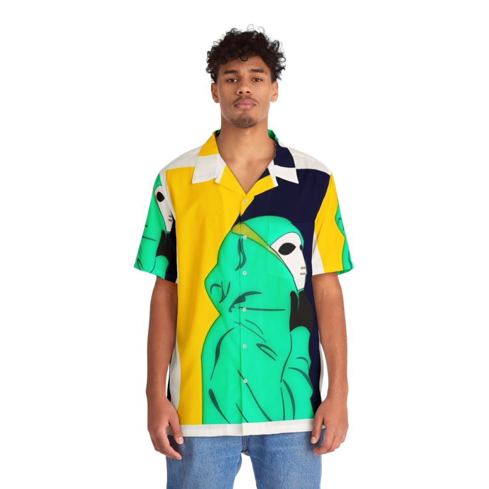 Festive graphite Christmas Hawaiian shirt with music and pop culture designs - People Front