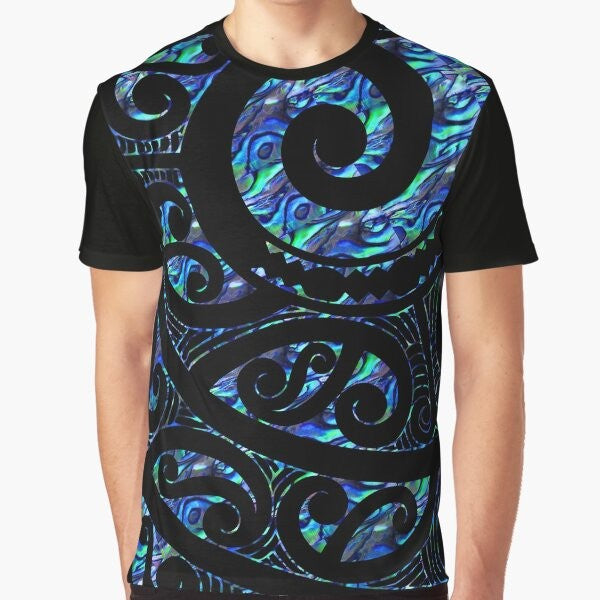 New Zealand Maori paua tattoo koru design graphic t-shirt