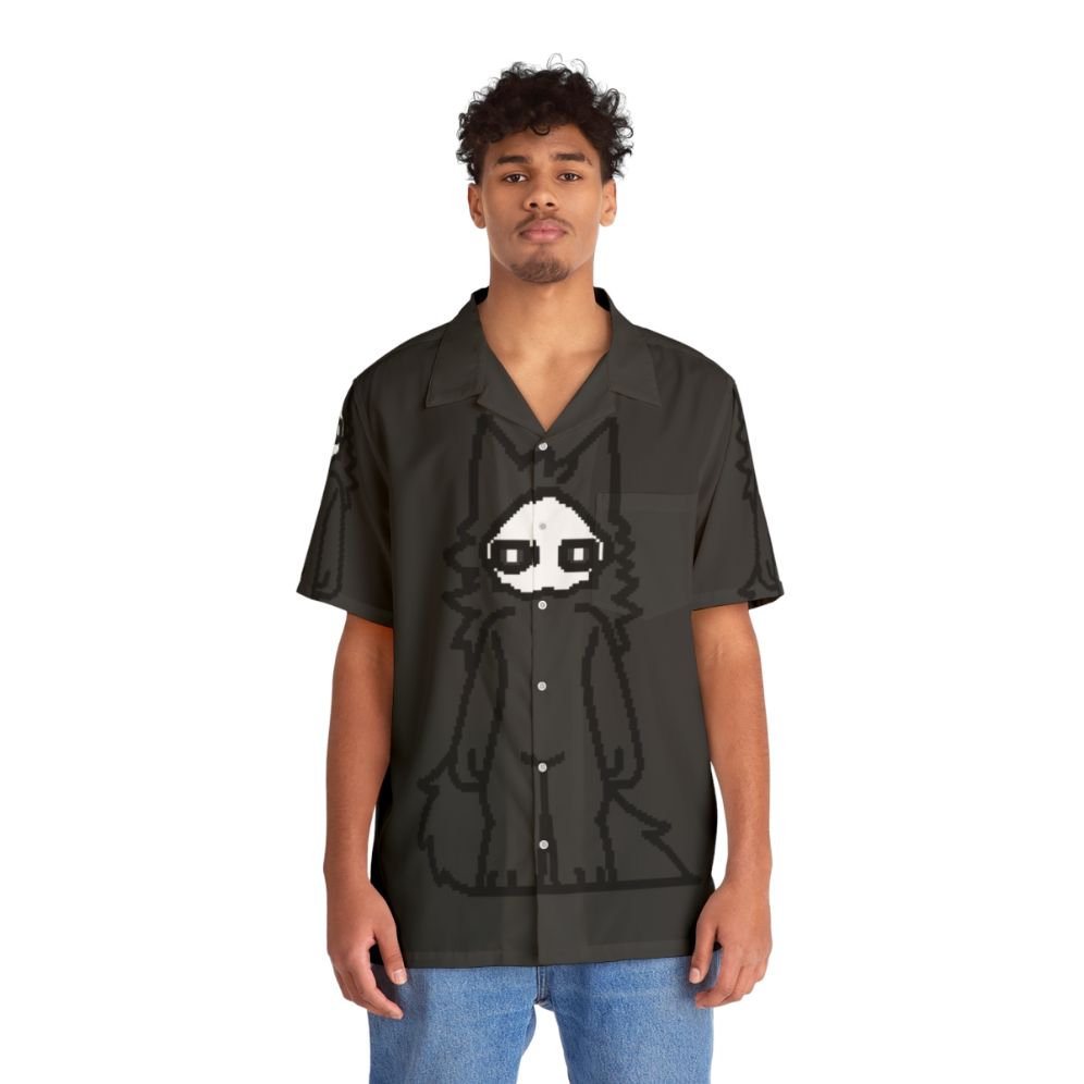 Vibrant changed puro character Hawaiian shirt with skull and bones design - People Front