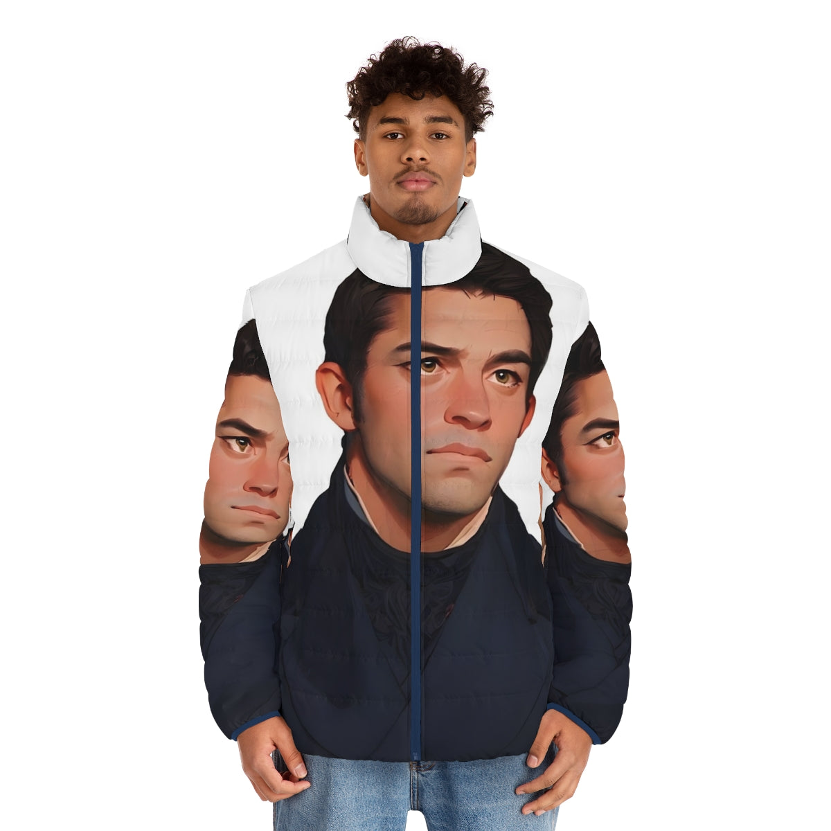 Bridgerton inspired Anthony Bridgerton puffer jacket with fanart design - men front