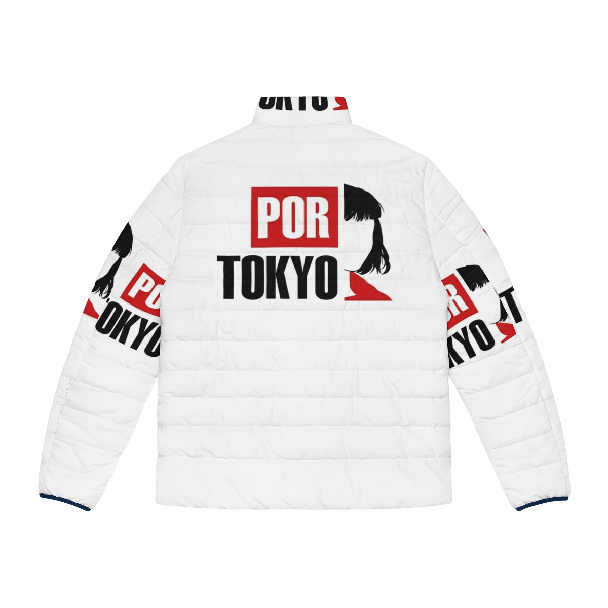 Money Heist Tokyo Puffer Jacket featuring iconic Bella Ciao design - Back