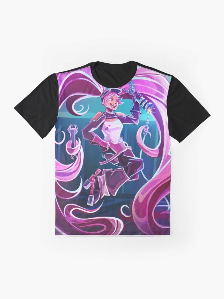 Entrapta graphic t-shirt featuring the character from the Netflix series She-Ra and the Princesses of Power - Flat lay