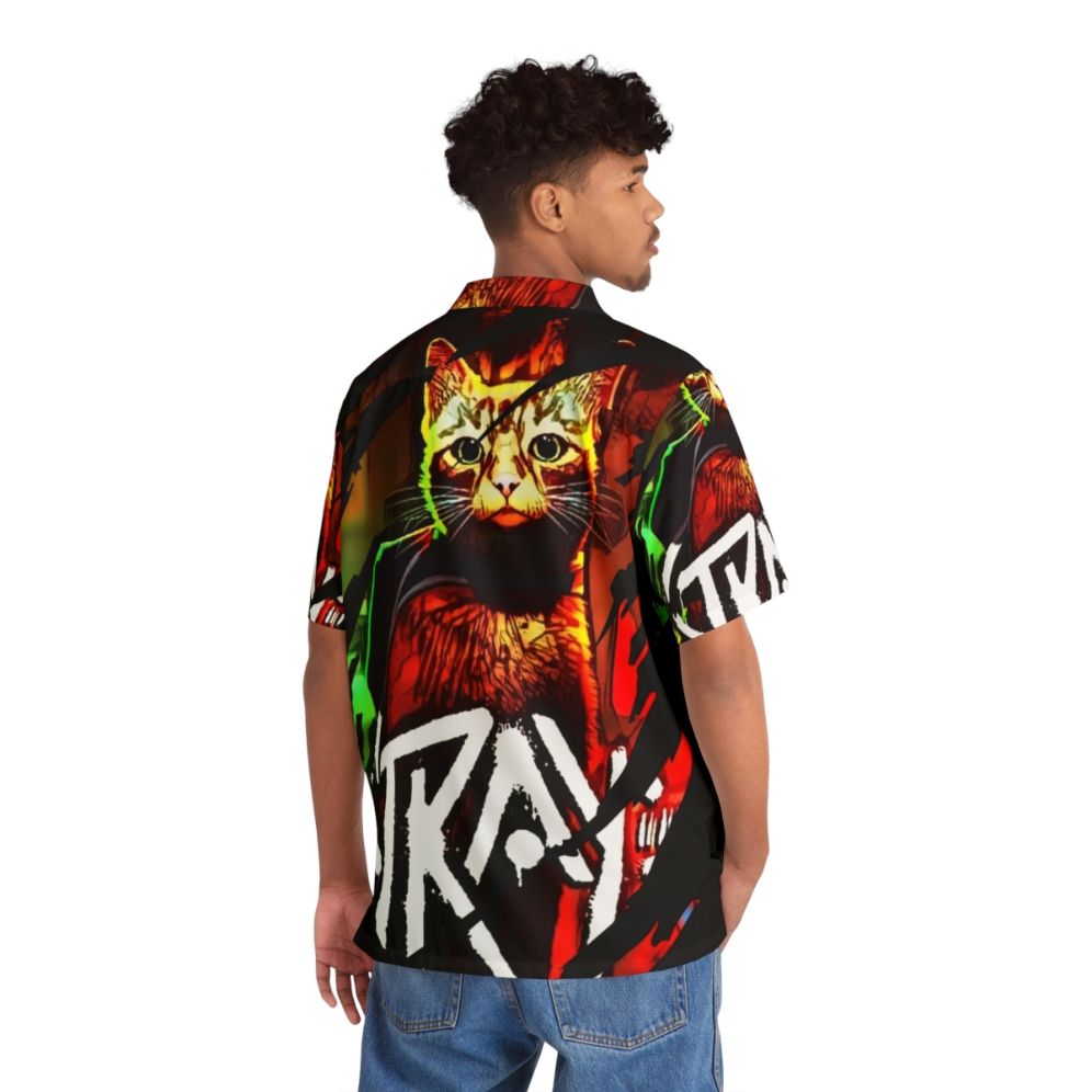 Stray Game Cool Hawaiian Shirt with Retro Gaming Cat Design - People Back