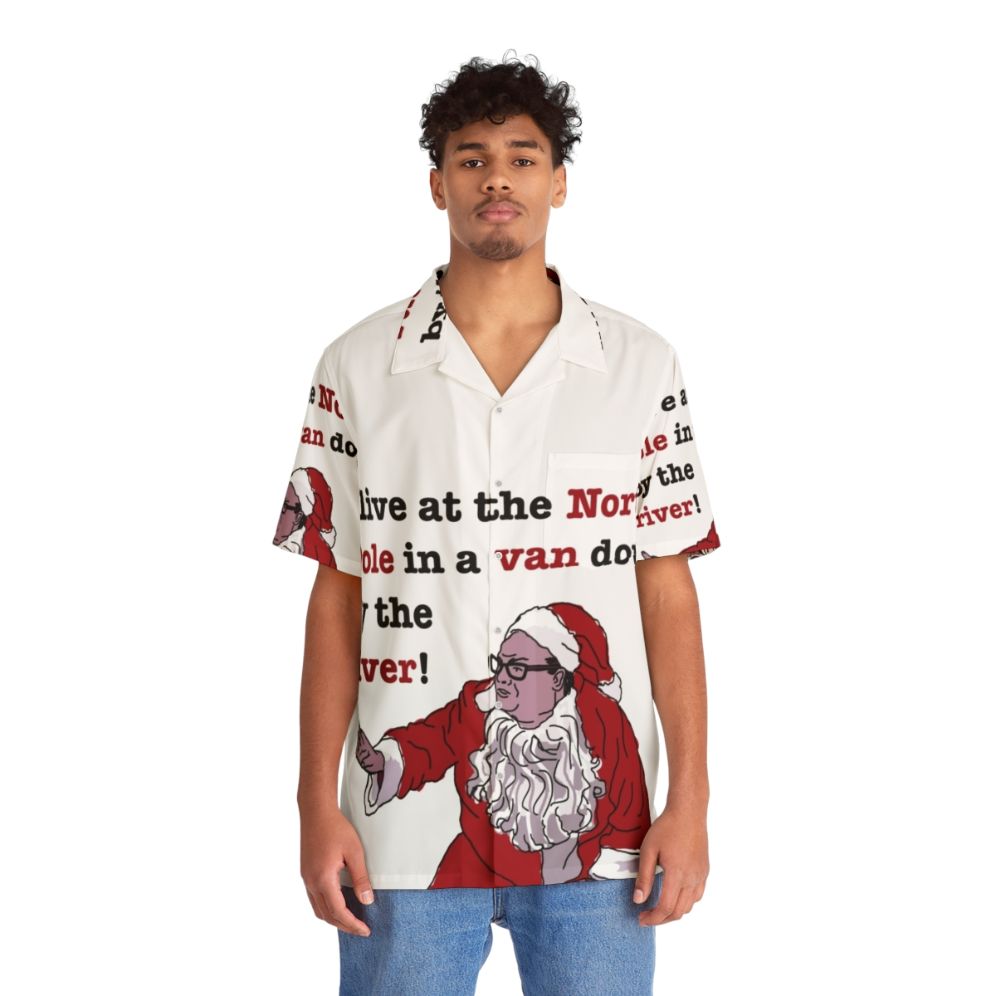 Chris Farley's Matt Foley "Van Down by the River" Christmas Hawaiian Shirt - People Front