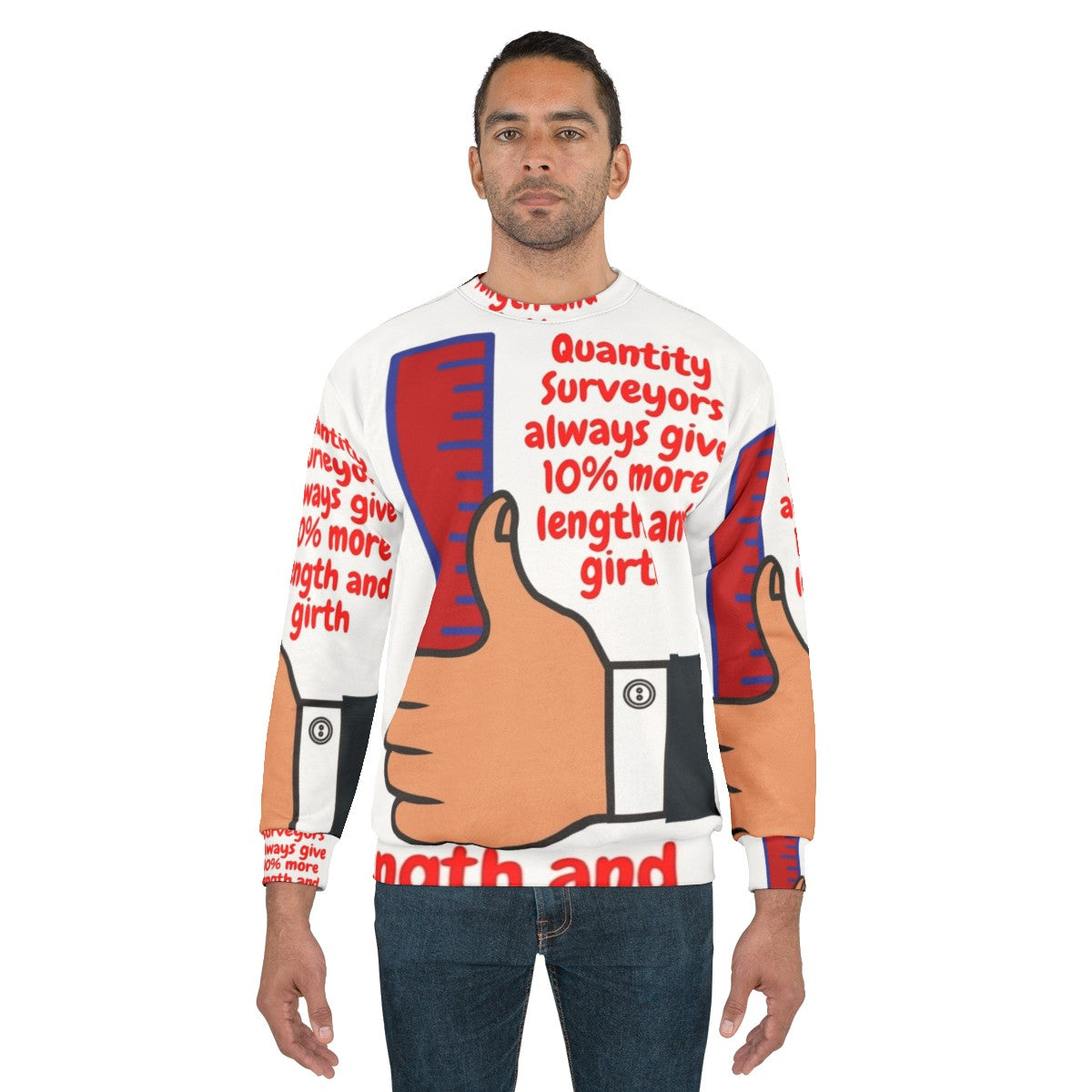 Construction surveyor sweatshirt with humorous design - men