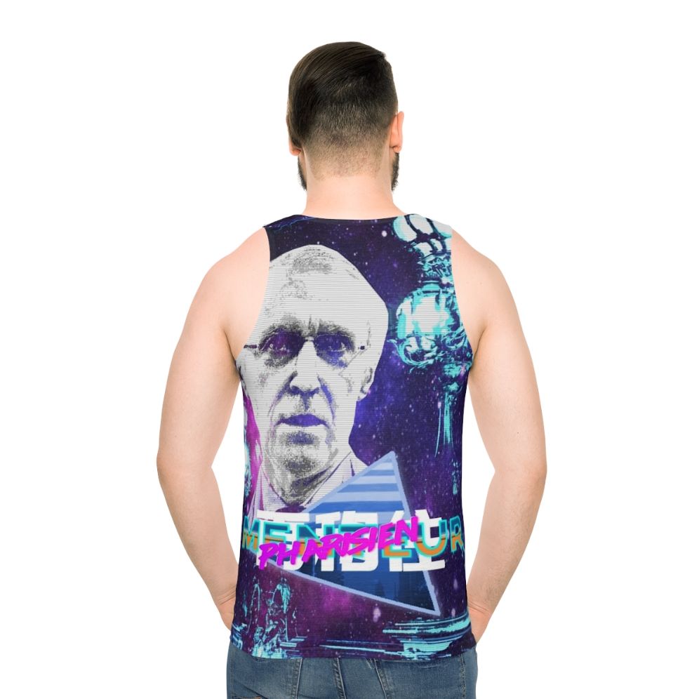 Vaporwave Unisex Tank Top with Henry De Lesquen and Yugissou Design - men back