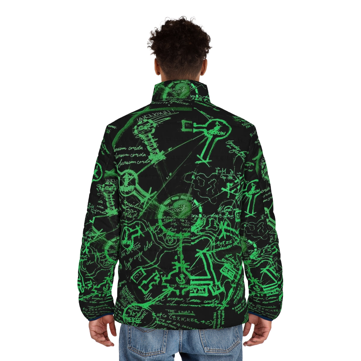 Dharma Stations Blast Door Map Puffer Jacket inspired by the hit TV show Lost - men back