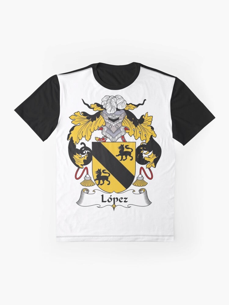 Lopez Coat of Arms/Family Crest Graphic T-Shirt - Flat lay