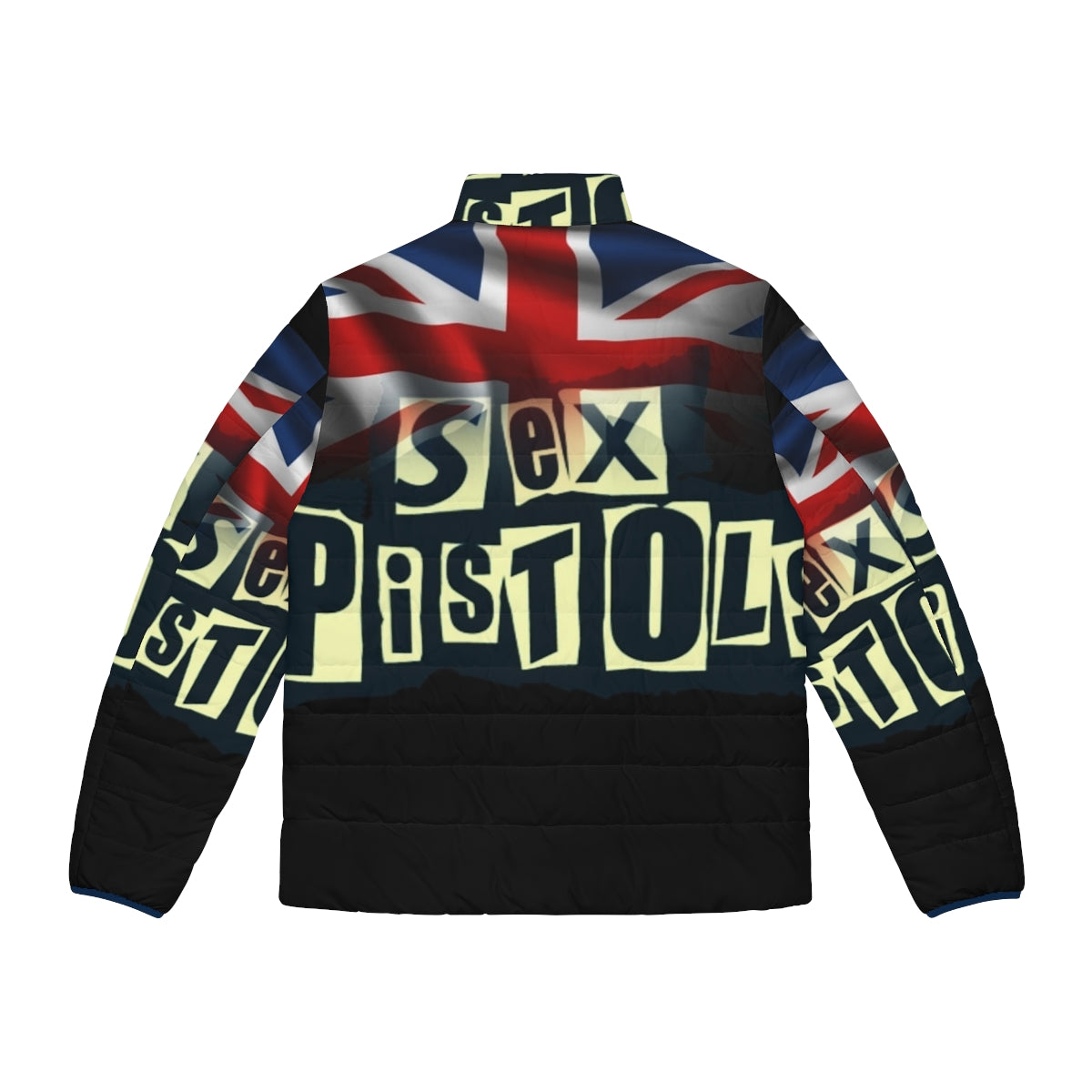 Pistols Puffer Jacket with Punk-Inspired Retro Design - Back