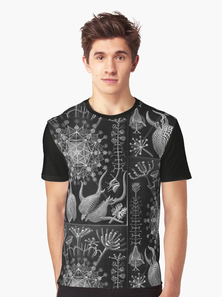 Ernst Haeckel Phaeodaria Illustration Graphic T-Shirt featuring a detailed illustration of phaeodarian plankton - Men