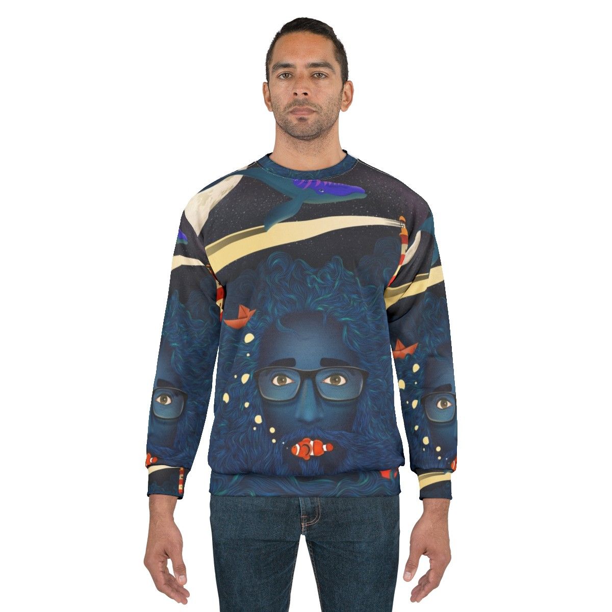 Deep Thoughts Calma-Inspired Sweatshirt featuring a fantasy ocean theme - men