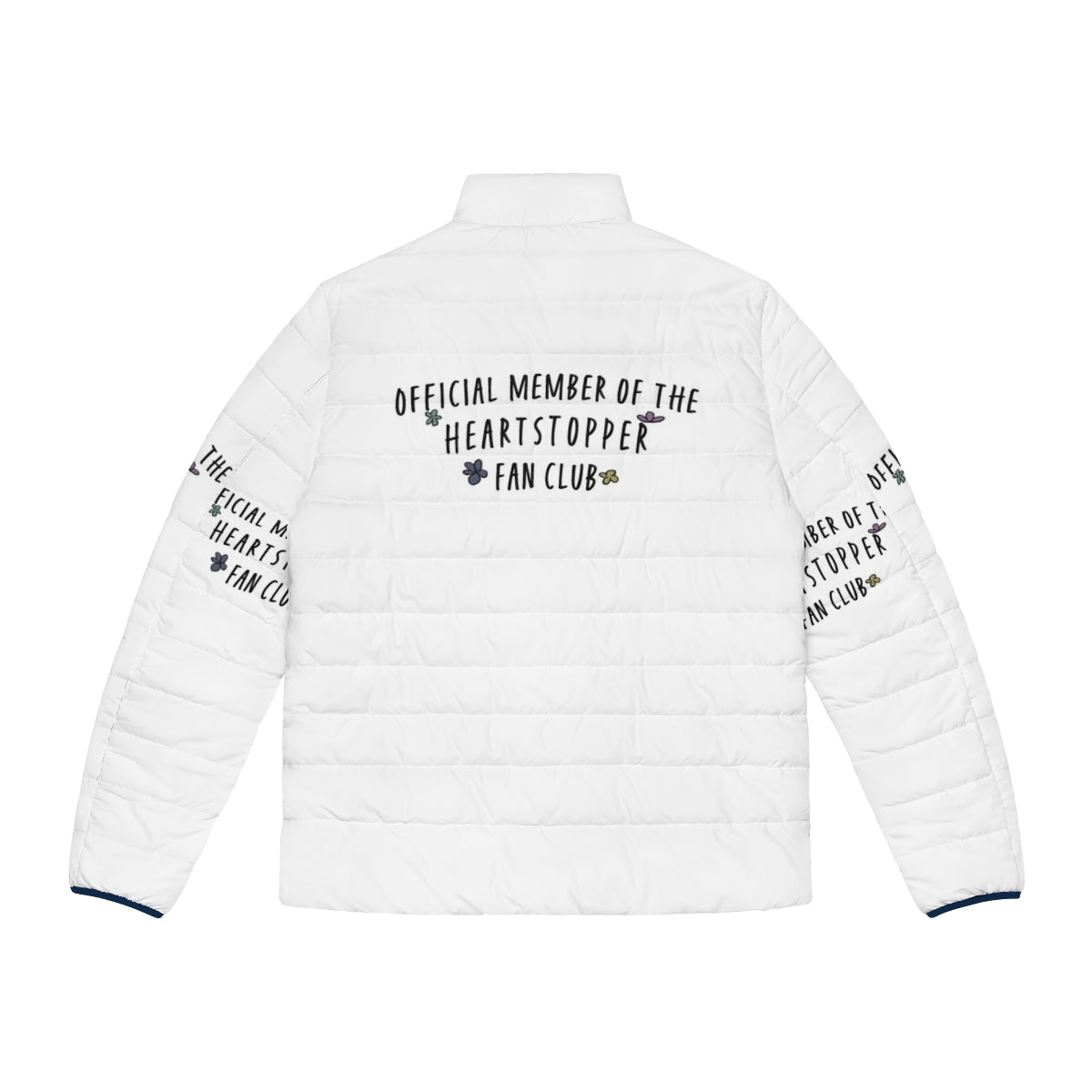 Heartstopper themed puffer jacket featuring the Heartstopper logo - Back