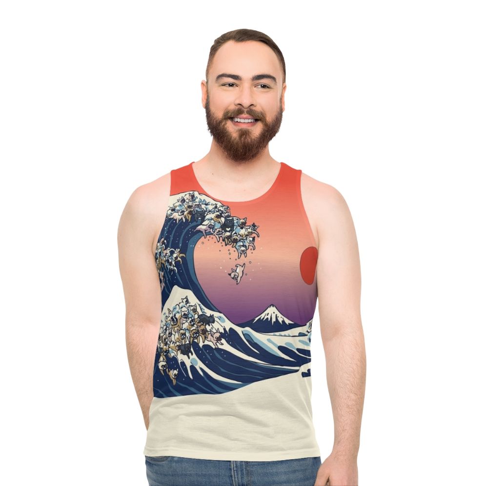 Frenchie Wave Unisex French Bulldog Hokusai Tank Top - men