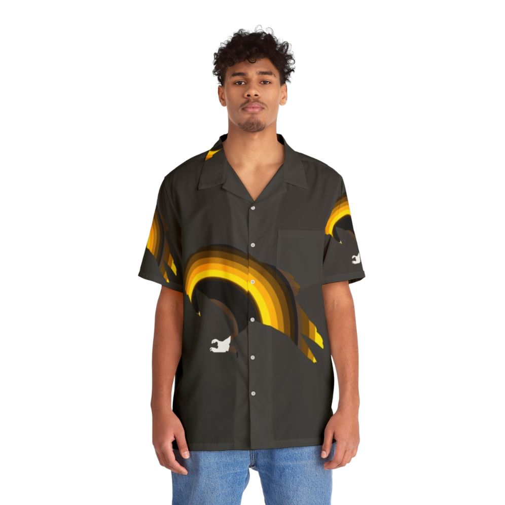 Legendary Crow Hawaiian Shirt featuring colorful crow and nature art design - People Front