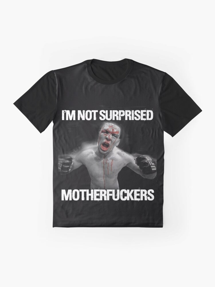 Nate Diaz "Surprise Surprise" graphic t-shirt featuring the popular UFC fighter - Flat lay