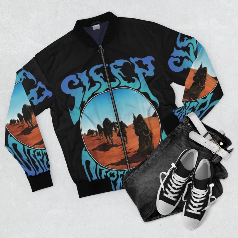 Sleep stoner metal band Dopesmoker album cover bomber jacket - Flat lay