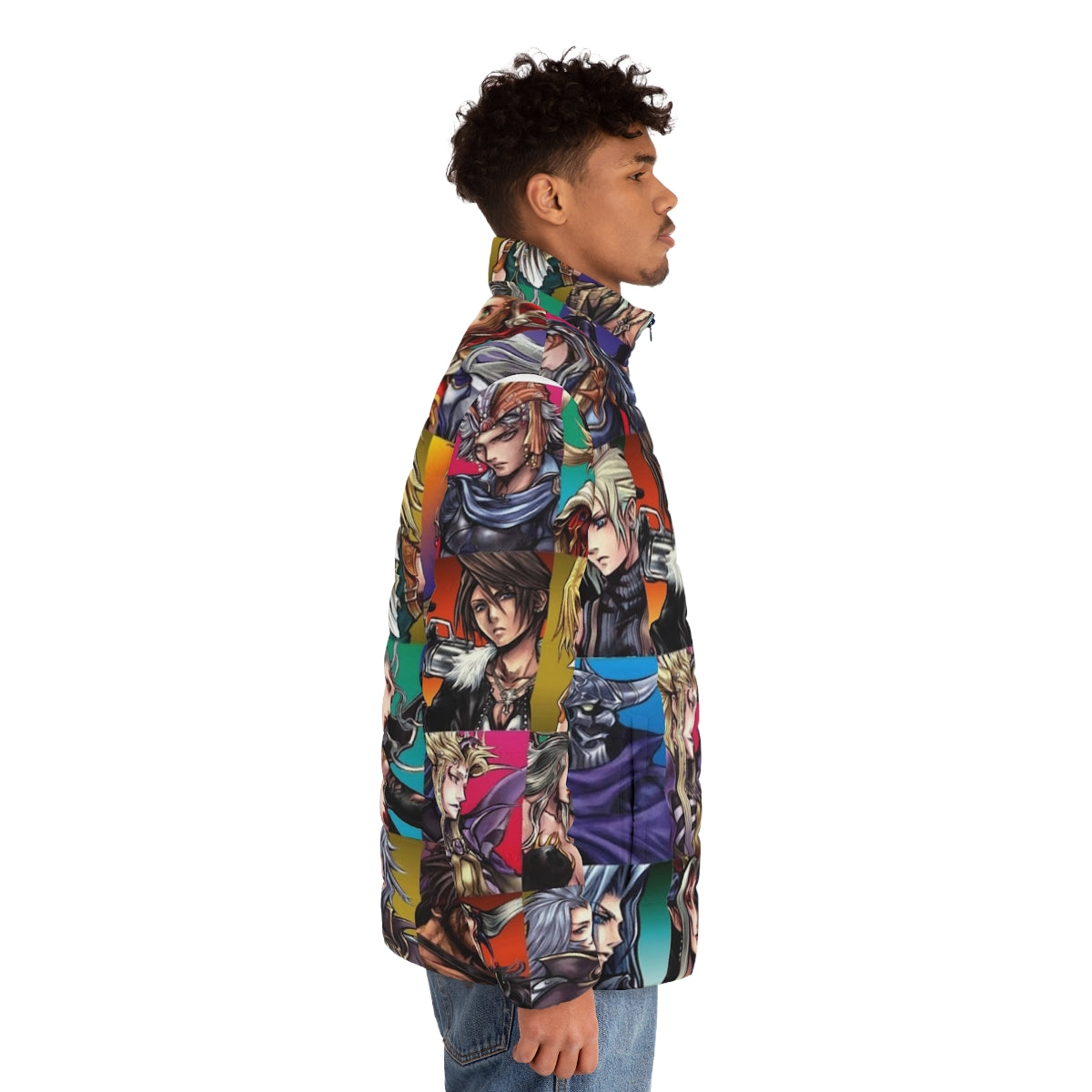 Final Fantasy Puffer Jacket featuring iconic characters and designs - men side right