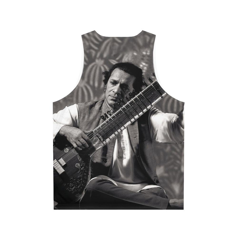 Indian sitar player wearing unisex tank top - Back